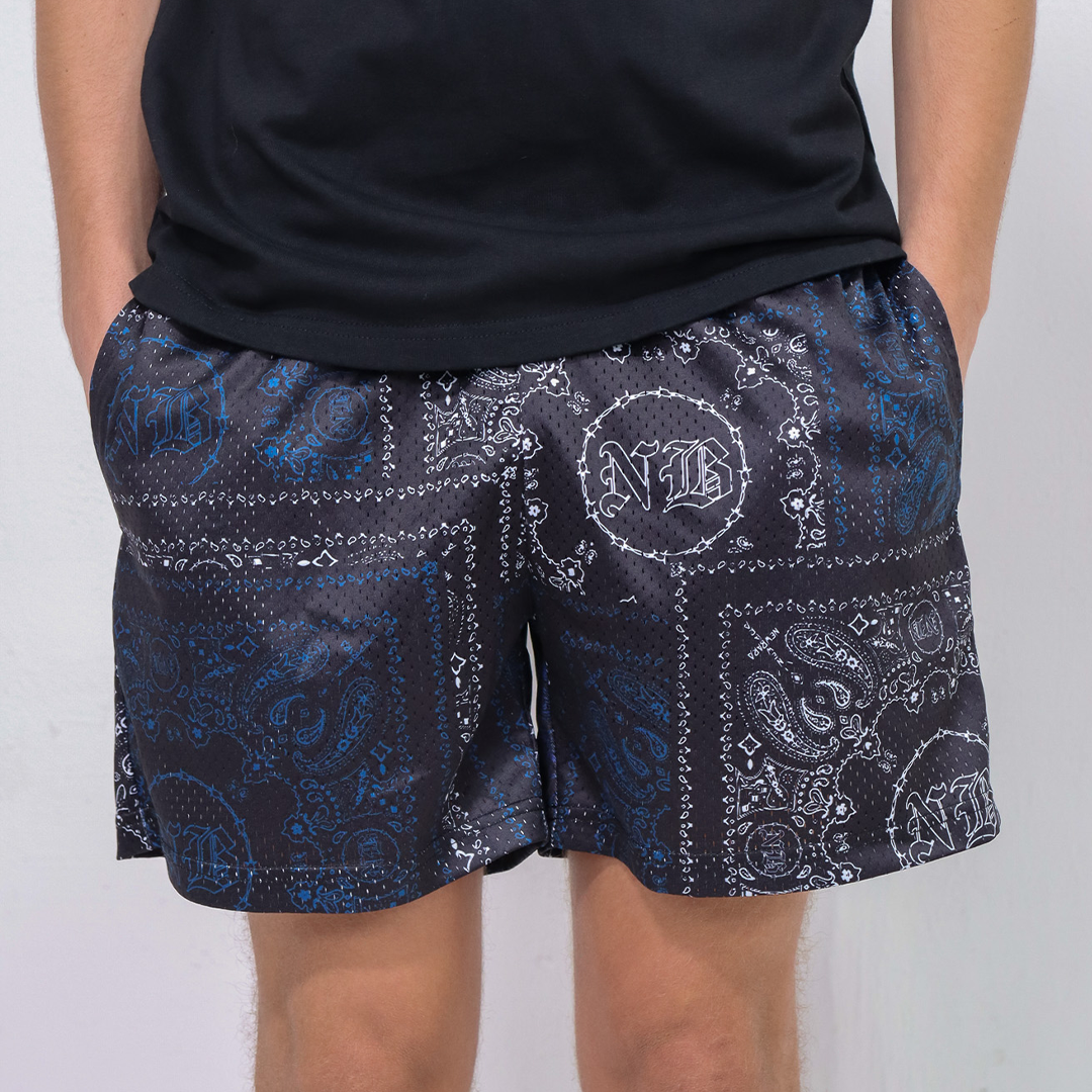 Paisley Fragment Blue Shorts - newbara
