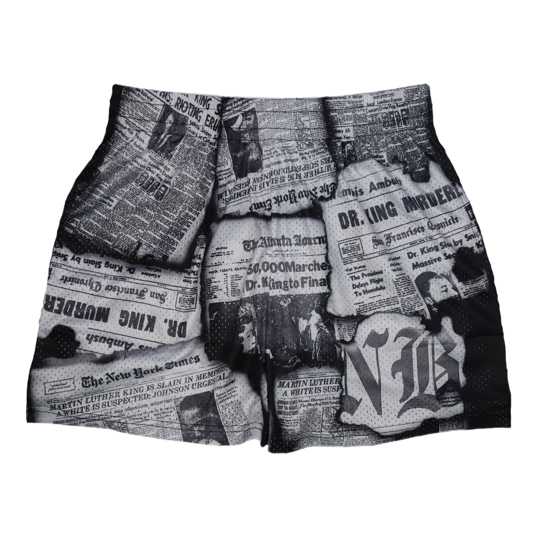 MLK Newspaper Shorts - newbara