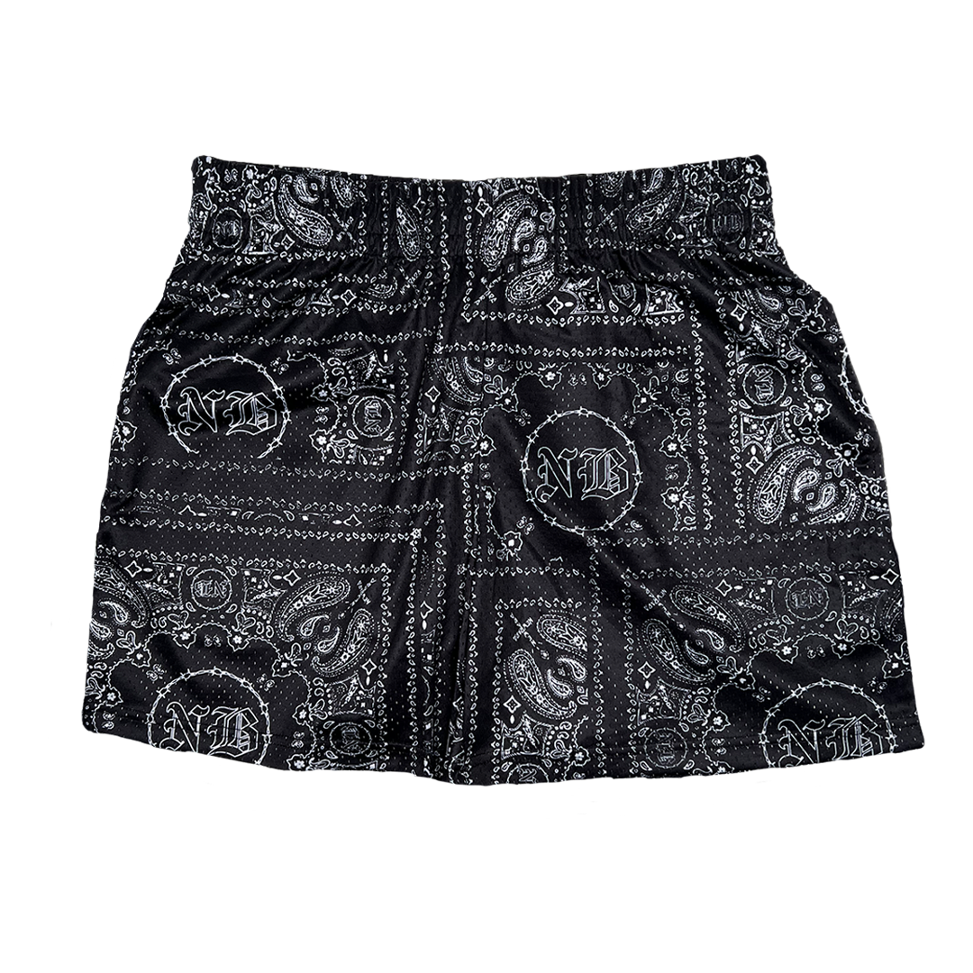 Paisley Mystic Black Shorts - newbara
