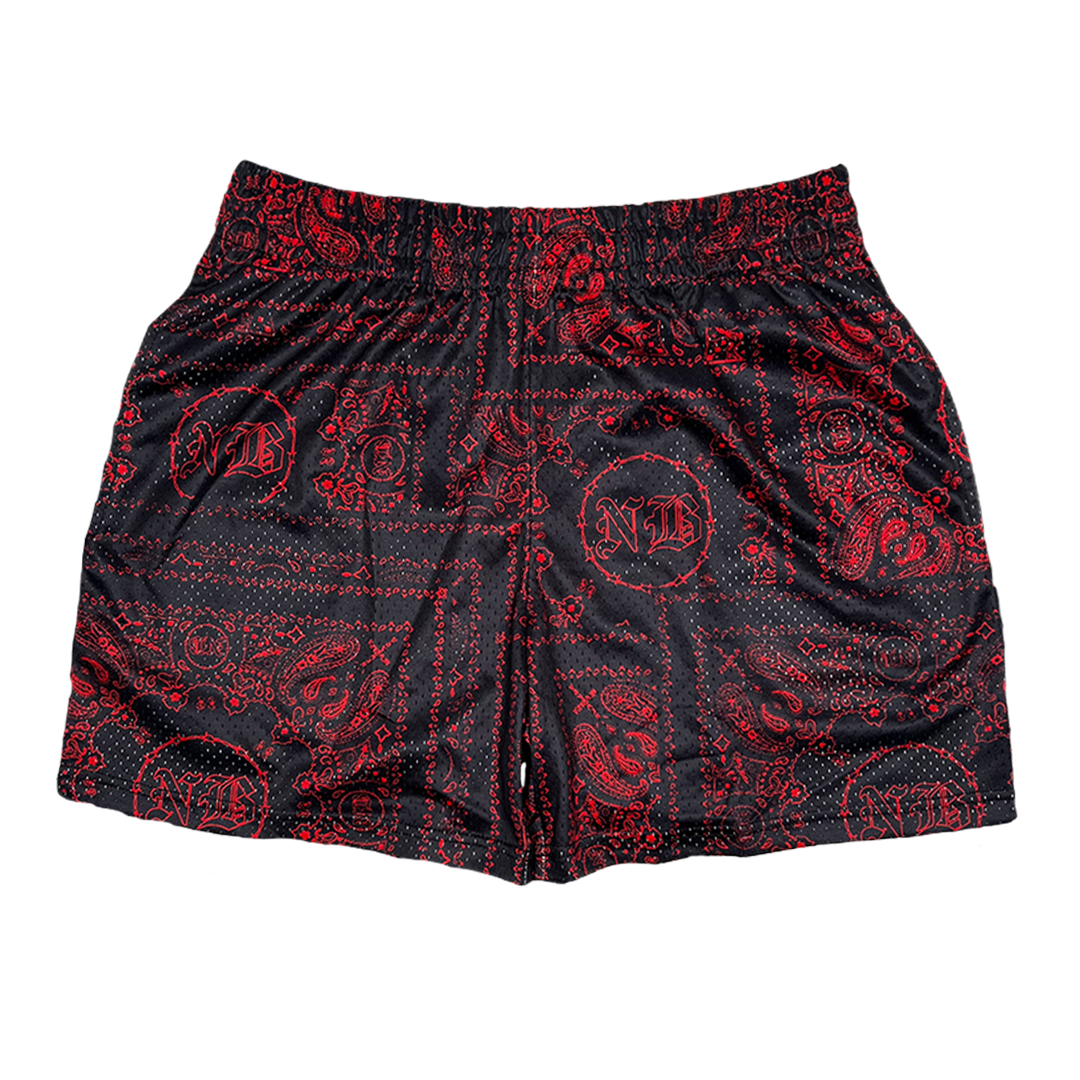 Paisley Rose Red Shorts - newbara